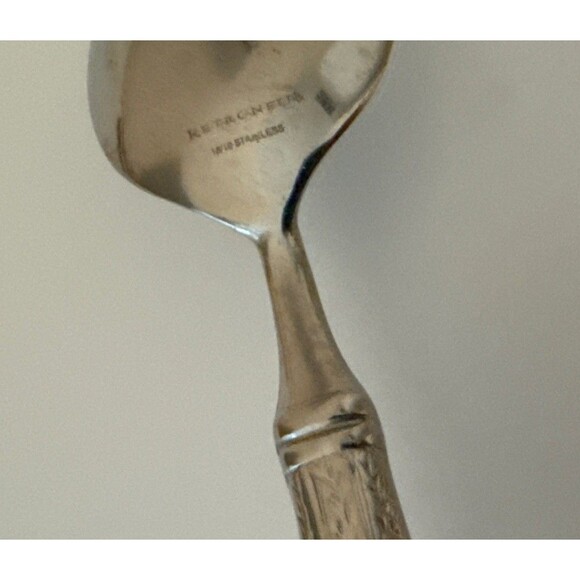 Retroneu Laurel Honeycomb Dinner Spoons Set of 3 Stainless Flatware - Picture 3 of 6